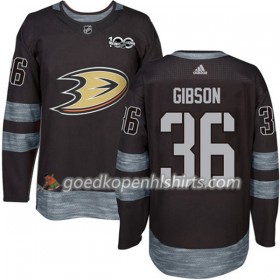 Anaheim Ducks John Gibson 36 1917-2017 100th Anniversary Adidas Zwart Authentic Shirt - Mannen